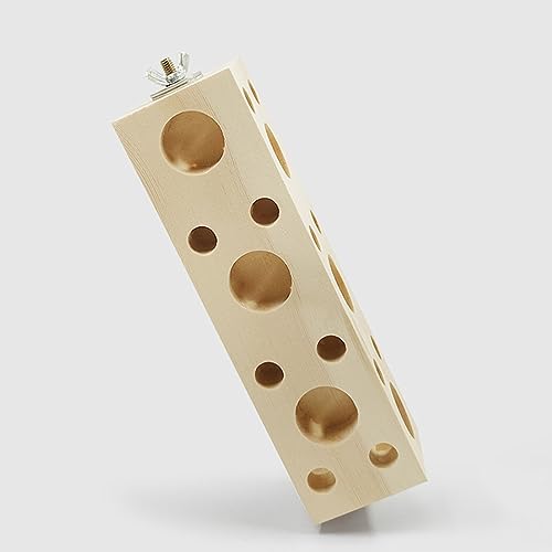 Bird Wooden Block Chewing & Foraging Training Toys for Small Animals - Shredding & Biting Wooden Bird Cage Accessories & Teething Toys for Lovebirds, Parakeets & Cockatiels - size: L