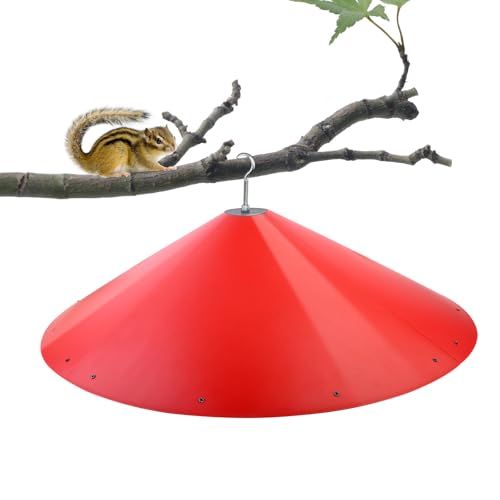 24-inch Large Squirrel Baffles for Bird Feeders Pole | Squirrel Proof Bird Feeders for Outdoor Hanging, Bird House Guard for Shepherd’s Hook, Metal Frame, Two Way Use, Red Color - color: Red with Metal