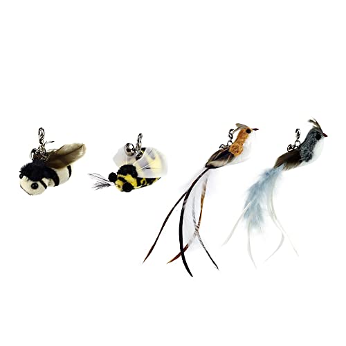 TTcat Cat Toy Replacement Cat Toy Refills, 4 Pcs Simulation Insects and Bird Feathers Refills, cat Wand Toy attachments for Cat Wand. - color: 4Pcs Clasic Refills