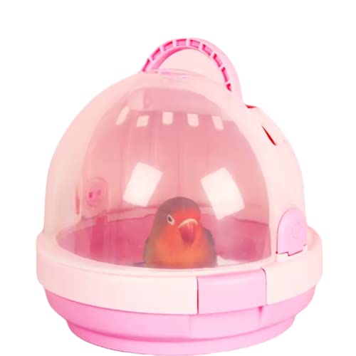 Bird Carrier with Handle - Parrot Carrier Lightweight Portable Pets Suitcase Transparent Breathable Cage for Small and Medium Birds Parrots Parakeet Cockatiels Conure Birds Accessories (Pink) - color: Pink