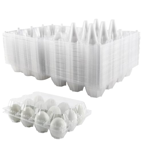40 Pack Duck Egg Cartons 12 Count Cheap Bulk, Plastic Duck Egg Tray | for Duck & Turkey Eggs, Reusable, Clear, for Family, Small Farm, Backyard Coop & Egg Sellers