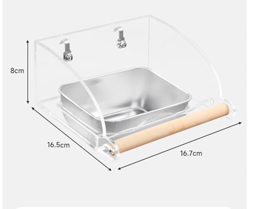 Bird Cage Seed Catcher Feeder with Perch Anti-Slip Stand, Parrot Food Bowl | for Medium Birds, Conures, Caiques, Small Cockatoos (L) - size: L