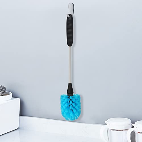 Long Bottle Brush, 15.35 in Bendable Cleaner Brushes for Cleaning Neck Beer Bottles, Wine, Baby Bottles, Water Bottles, Tumblers, Flask, Bird Feeder, Vase, Pipes and Brewing Supplies Blue/1Pack - color: Blue and Black