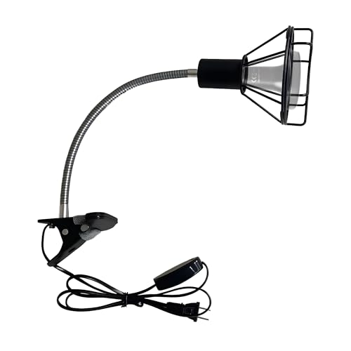 Reptile Heat Lamp Holder with Clamp, Ceramic Heat Emitter Fixture, Gooseneck for Terrarium, Lizard, Turtle, Bearded Dragon, 360-Degree Rotary Arm, High-Temperature Resistant, Maximum Load: 500W