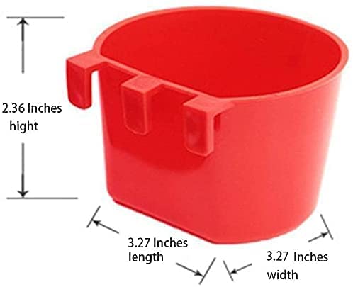 Cage Cups Birds Feeders Seed Bowl Chicken Feeding Watering Dish Rabbit Water Food Hanging Wire Cages Box 8oz Coop Cups for Pet Parrot Parakeet Gamefowl Poultry Pigeon (10PCS Red) - size: 10PCS Red