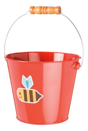 Toysmith Kids Gardening & Beach Bucket – 5″ Metal Pail with Grippable Handle | Assorted Bee & Beetle Colors | Durable Steel for Outdoor Play - 1 Count - style: Kids Bucket