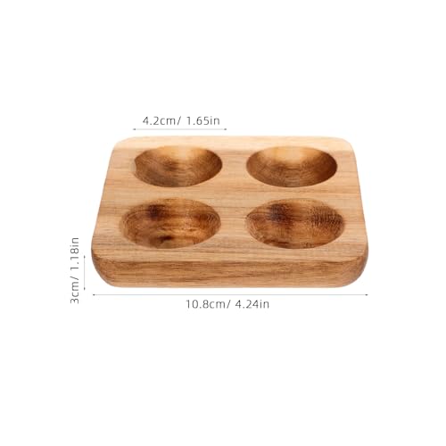 Wooden Egg Tray, Rustic 4 Egg Holder Chicken Eggs Display Tray Suqare for Refrigerator Kitchen Display or Storage