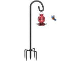 Shepherds Hook for Bird Feeder, 92" Heavy Duty Bird Feeder Pole with 5-Prong Base, Extra Thick Metal Shepherd Hook for Outdoor Hanging Plant Basket, Hummingbird Feeder, Solar Lantern, Black, 1 Pack - size: 92", style: 1 Pack