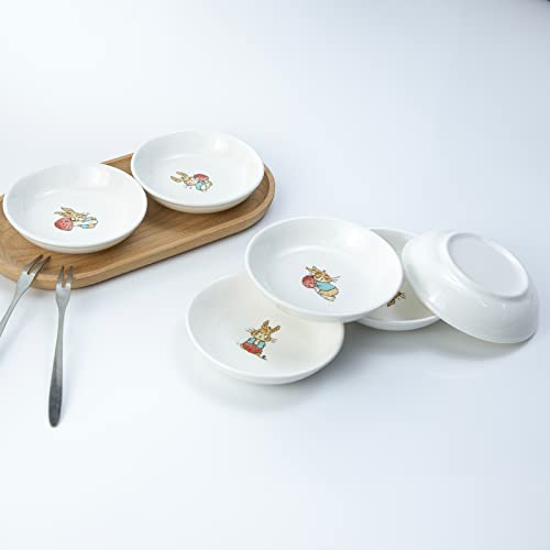 Cute Cartoon Animals Pattern Ceramic Sauce Dishes, Seasoning Dishes, Sushi Soy Dipping Bowls, Appetizer Plates, Dessert Plates, Little Cat Bird Feeding Bowls, Set of 6-Rabbits-3.5 Inch - color: Rabbits, size: 3.5 Inch
