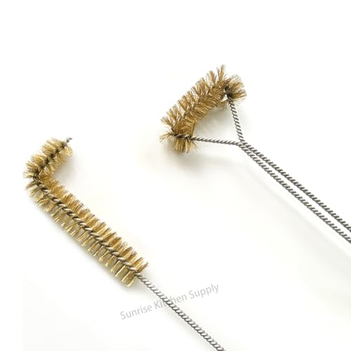 SUNRISE Fryer Brush with Long Handle (Brass, L and Single Brush) - color: Brass, size: L and Single Brush