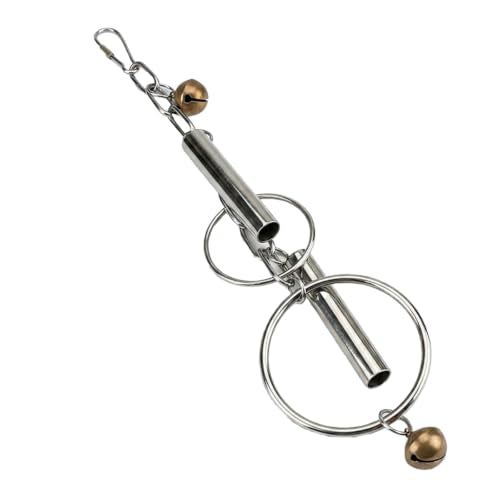 Durable Stainless Steel, Engaging Sound & Chew Resistant Pet Enrichment Toys Bird Bell Toy with Hanging Metal Rings - Heavy Duty Parrot Cage Accessory for Macaws, Cockatoos & Large Birds