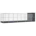 Galvanized Steel Aviary 326.8x79.9x85 Inch Silver | Steel Mesh Grid, Lockable Door, Suitable for Birds Rabbits Chickens - size: 326.8" x 79.9" x 85"