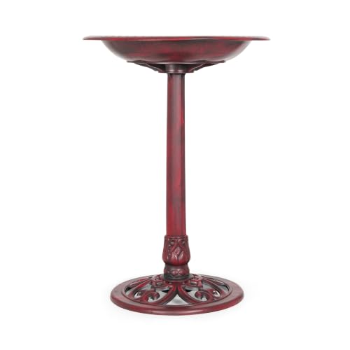Backyard Expressions Outdoor Garden Bird Bath - Red - Weather Resistant Polyresin - 27 Inch - color: Red