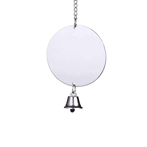 Hypeety Bird Mirror Toy with Bells Cage Hanging Mirror for Parakeets | Clear acrylic mirror with 1 bell, with protective film, easy to hang, fun swing toy, for parakeets/cockatiels/finches/conure