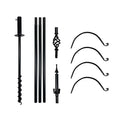 Bird Feeder Pole System - Made in USA Heavy Duty - Twist-in Black Tall Pole System for Hanging Bird Feeders, Flower Baskets, and Decoration - Easy Assembly - Scrolled Arms (FP5TLM4B)