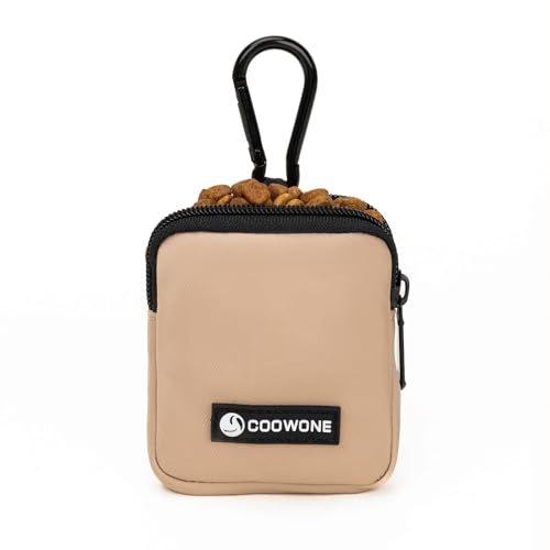 Dog Treat Pouch Pocket Sized Pet Puppy Training Pouch for Dog Training Behavior Aids, Waterproof Nylon Fabric Dog Poop Bag Holder, Hands Free Dog Walking Bag with Metal Carabiner (Coffee) - color: Coffee