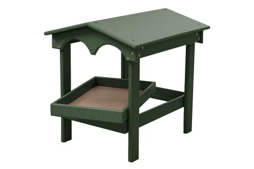 DutchCrafters Recycled Plastic Poly Large Raised Platform Covered Ground Fly Through Bird Feeder with Removable Seed Tray for Outdoors - USA Amish Made (Turf Green) - color: Turf Green