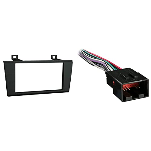 Metra 95-5000B Double DIN Installation Dash Kit for 2000-2006 Lincoln LS or 2002-2005 Ford T-Bird (Black, Silver) & Metra 70-1771 Radio Wiring Harness for Ford/Lincoln/Mazda 1998-Up into Car, 16 Pin - style: Kit + Harness