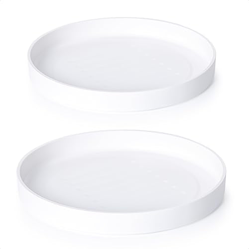 Phoenix Vine 12 Inch Plastic Plant Saucer Water Drip Tray, Heavy Sturdy Round Plant Drainage Tray for Indoors Outdoor, Set of 2, Matte White, 21-TY-12W-2 - size: 12"