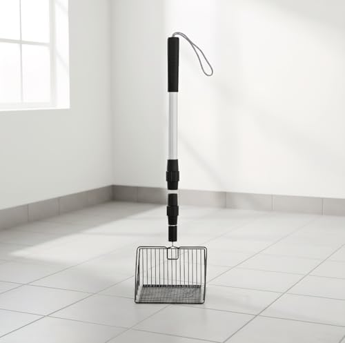 Adjustable Metal Poop Scoop- 3-in-1 Design as Scooper & Rake, Litter Sifting Shovel for Cleaning Chicken Coops, Farms, Stables, Sheep Pens, and Cat Litter