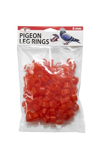 Little Giant® 8mm Plastic Pigeon Leg Rings - 100 Pack Clip-On Bird Bands for Identification - Easy to Attach Markers for Adult & Juvenile Pigeons - High Visibility (100 Pack, Red)