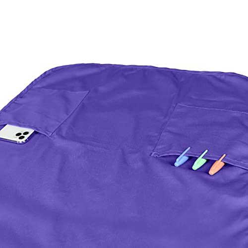 DALIX Apron Commercial Restaurant Home Bib Spun Poly Cotton Kitchen Aprons (2 Pockets) (1, Purple) - color: Purple