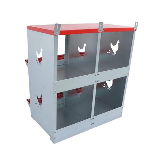 Chicken Nesting Boxes 4 Compartment Metal Poultry Nest Box for Hens Wall Mount