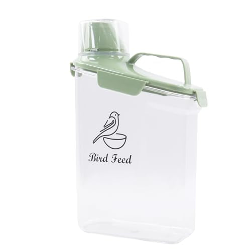 2.8L Airtight Bird Seed Storage Container With Handle and Measuring Cup - Portable Pet Food for Wild Bird Sunflower Seed - BPA Free Transparent/Green - color: GREEN BIRD
