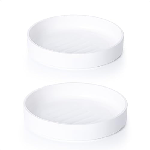 Phoenix Vine 8 Inch Plastic Plant Saucer Water Drip Tray, Heavy Sturdy Round Plant Drainage Tray for Indoors Outdoor, Set of 2, Matte White, 21-TY-8W-2 - size: 8"