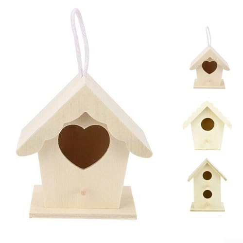 Wooden Bird House for Wild Birds, Natural Cedar Nesting Box for Backyard Garden, Double-Layer Design Outdoor Birdhouse with Ventilation & Drainage Holes, 1 Piece