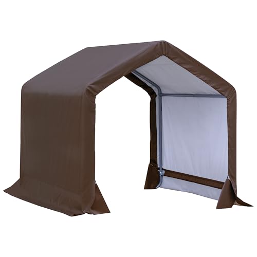ShelterLogic 6' x 6' x 6' Agricultural 3-in-1 Run-in Loafing Shed Animal Shelter with Waterproof Cover, Brown