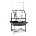 Prevue Pet Products Large Parrot Playstand with Wheels, Bird Stand Activity Play Center with Perches and Ladders, Indoor Outdoor Playground for Birds, Black Hammertone Finish - size: Large