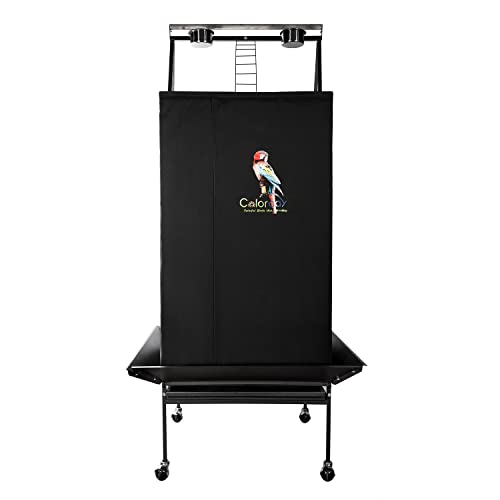 Colorday Good Night Bird Cage Cover for Large Bird Cage with Play Top (Patented), Black 68" - color: Black, size: 24.0"L x 22.0"W x 68.0"H