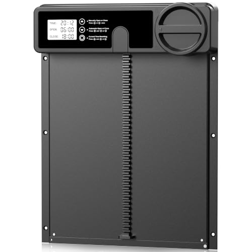 INNOLAND Large Size Automatic Chicken Coop Door - Reinforced Gear Drive | Anti-Pinch Automatic Chicken Door, Timer & Manual Mode, Battery Powered Chicken Coop Door, Aluminum Alloy & External Track