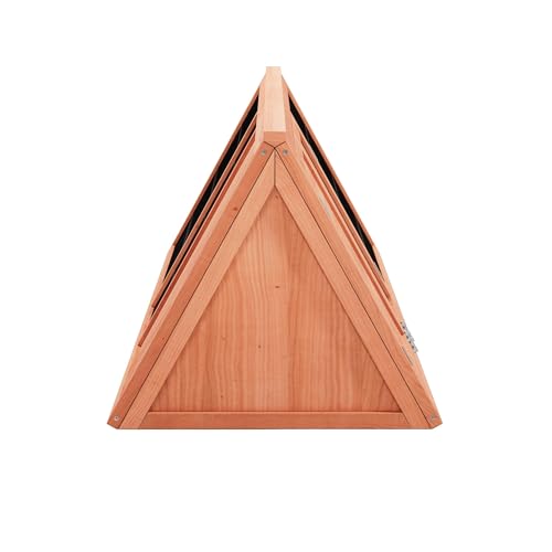 Small Chicken Coop Indoor Outdoor, Wooden Triangle Quail Cage All Weather Used Bunny Hutch with with Wire Fence,Pull-Out-Tray for Chick Duck Rabbit Guinea Pig(Brown) - color: Brown