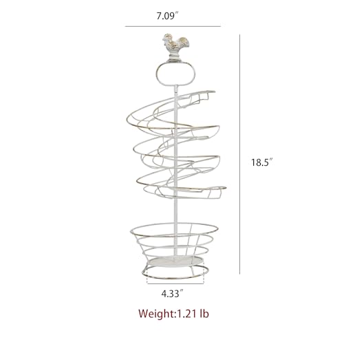Fresh Egg Holder Countertop Vintage Metal Spiral Egg Holder with Storage Basket Farmhouse Countertop Egg Storage Rack for Kitchen Organization (Spiral White) - color: Spiral White