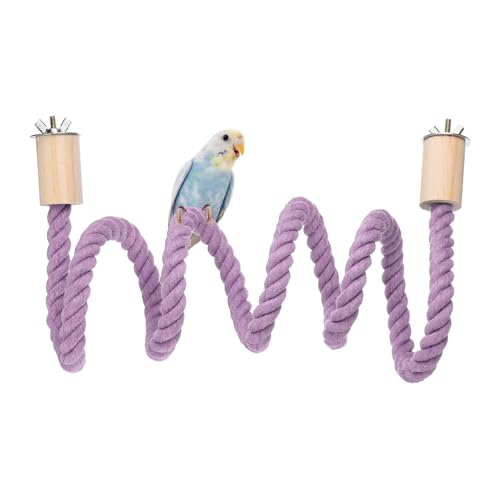 Bird Rope Perch Swing, Stand Rope Perch Standing Pole Accessory Climbing Swing Paw Grinding 55 Inch, (Purple) Intended for Parrot/Parakeet/Budgies/Cockatiels/Lovebirds - color: Purple, size: 55 Inch
