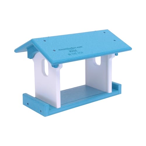Bluebird Feeder - Poly Lumber - Hanging Blue Bird Feeder for Mealworms (Aruba Blue and White) - color: Aruba Blue and White
