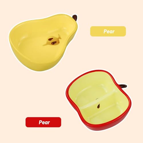 Hamster Food Bowl Ceramic, Cute Apple Pear Banana Shape Small Pet Feeding Dish, Easy to Clean Anti Flipping Guinea Pig Hamsters Food and Water Bowl, Small Animal Bowls for Dwarf, Parrots (Apple) - color: Apple