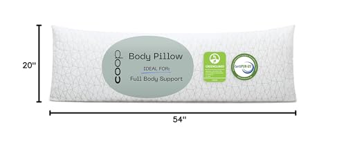 Coop Home Goods Original Adjustable Body Pillow, 20x54 Long Pillow for Back, Shoulder, Hip and Knee Support, Side Sleeper Body Pillows for Adults with Memory Foam & Washable Cover - size: Body Pillow