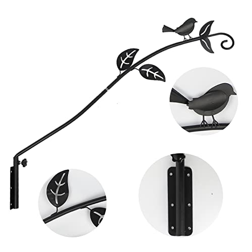 MorTime Extended Reach Wall Mounted Deck Hook, 26.5 Inches Multidirectional Heavy Duty Metal Bird Wall Bracket Wall Mounted Pole for Outdoor Lanterns Wind Chimes Bird Feeders