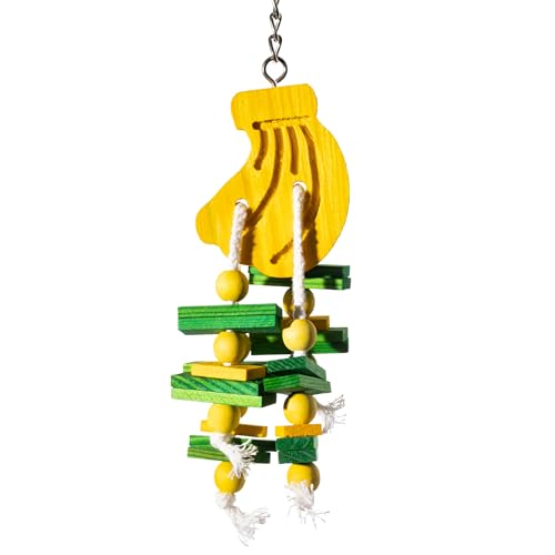 Bird Toys Parrot Toys, Fruit Foraging Shredder Hanging Chew Toy, Wood Bird Cage Accessories for Parakeets, Cockatiels, Lovebirds, Budgies, Parrotlets (Yellow Banana) - color: Yellow Banana