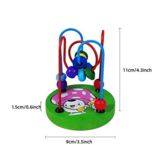 Bird Tabletop Training Toy, Bird Interactive Puzzle Toys with Colorful Beads, Parrot Perch with Colored Wooden Base for Lovebird Budgie Cockatiel Conure (Green) - color: Green
