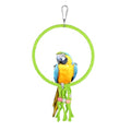 Bird Swing, 20 CM Diameter Hanging Parrot Swing with Colourful Beads, Swing Parrot Toys Cotton Rope Ring Bird Cage Toys for Budgie, Cockatiel, Canary, Parakeet, Finch (Green) - color: green
