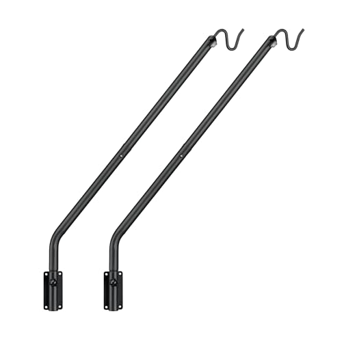Kingsyard 2 Pack Heavy Duty Wall Mounted Deck Hook, 27"-39" Adjustable Metal Plant Wall Hanger for Hanging Bird Feeders, Planters, Lanterns, Wind Chimes, Wall Mounted - size: 27"-39" Wall Mounted
