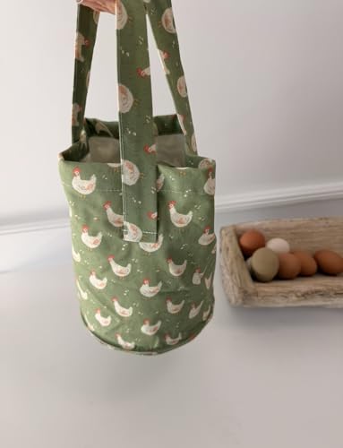 XL Egg Collecting Bag with 21 Pouches – Custom Chicken Pattern, Strap & Convenient Handle – Cute Design for Safely Collecting & Transporting Fresh Eggs