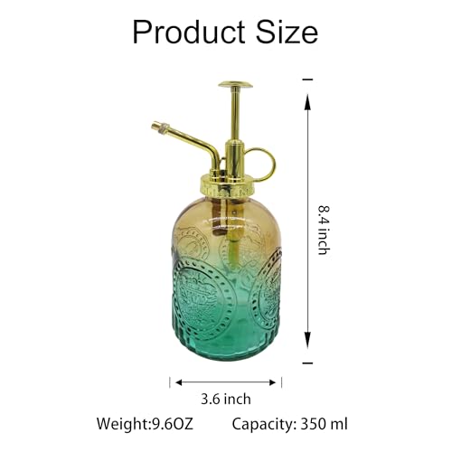 Glass Plant Mister Spray Bottle, 350ML Vintage Plant Spritzer with Top Pump Watering Can for Indoor Outdoor House Plants,Flowers (Yellow-Green Gradient) - color: Yellow-Green Gradient