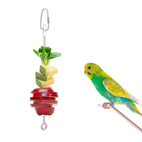 3Pcs Parrot Fruit Vegetable Skewer, Bird Food Holder Small Animal Fruit Vegetable Holder Stainless Steel Bird Parrot Skewer for Parakeet Budgie Conure Macaw