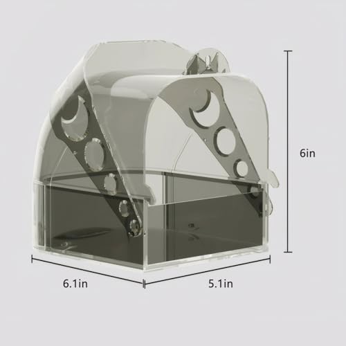 Bird Bath for Cage - Parakeets, Canaries & Finches (Gray) | 6.1x5.1x6" versatile box for bathing, feeding, water, and hatching. Perfect size for lovebirds and other small pet birds - color: gray