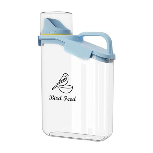 Bird Seed Storage Container Portable-3 Qt/2.8 L Clear Plastic Pet Food Container-with Measuring Cup,Airtight Wild Bird Seed Dispenser for Storing Sunflower Seed|Squirrel proof|BPA Free-Blue - color: Blue(Bird)